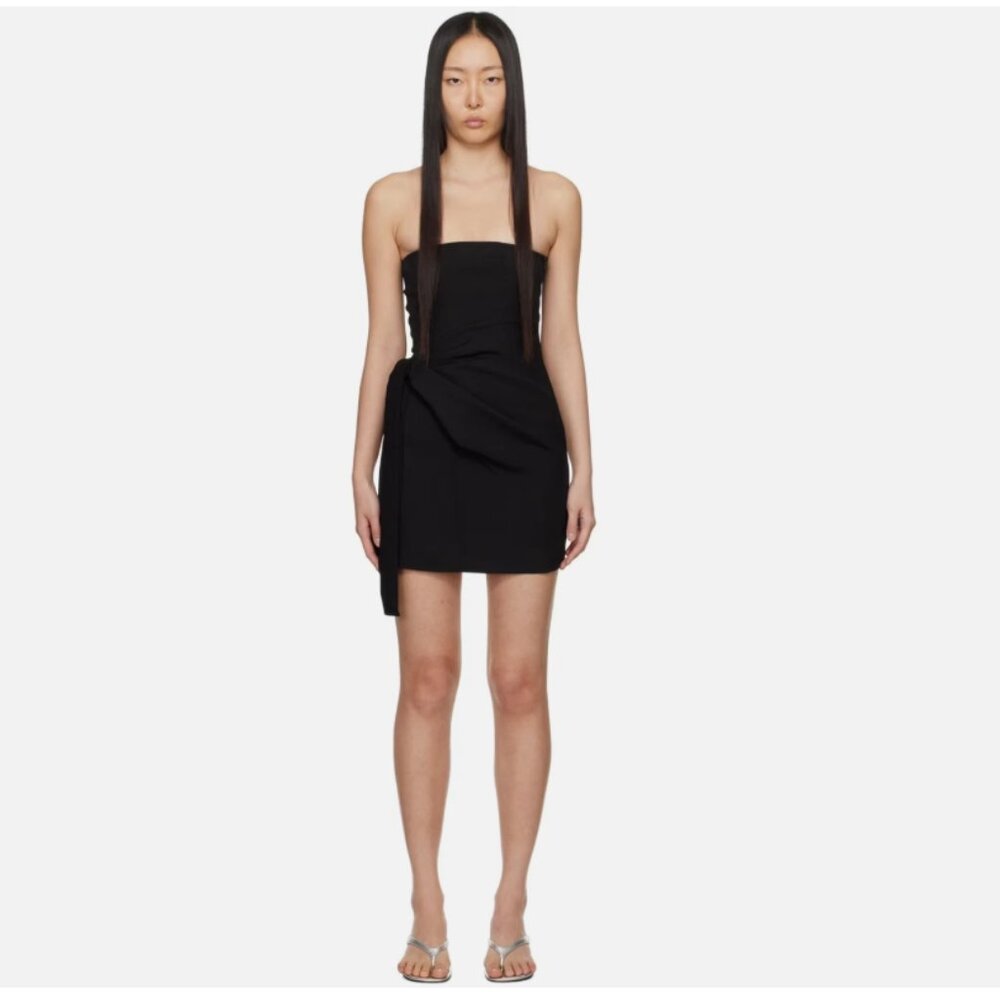 GAUGE81 Natal Mini Dress Black Strapless Wrap Draped Grain Ge Poudre